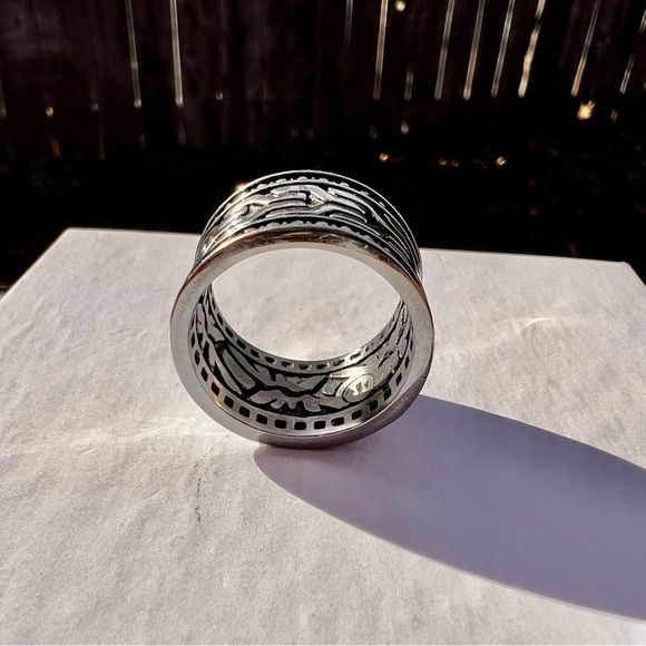 Stainless Steel Wedding Band Men’s Tribal - Picture 4 of 7